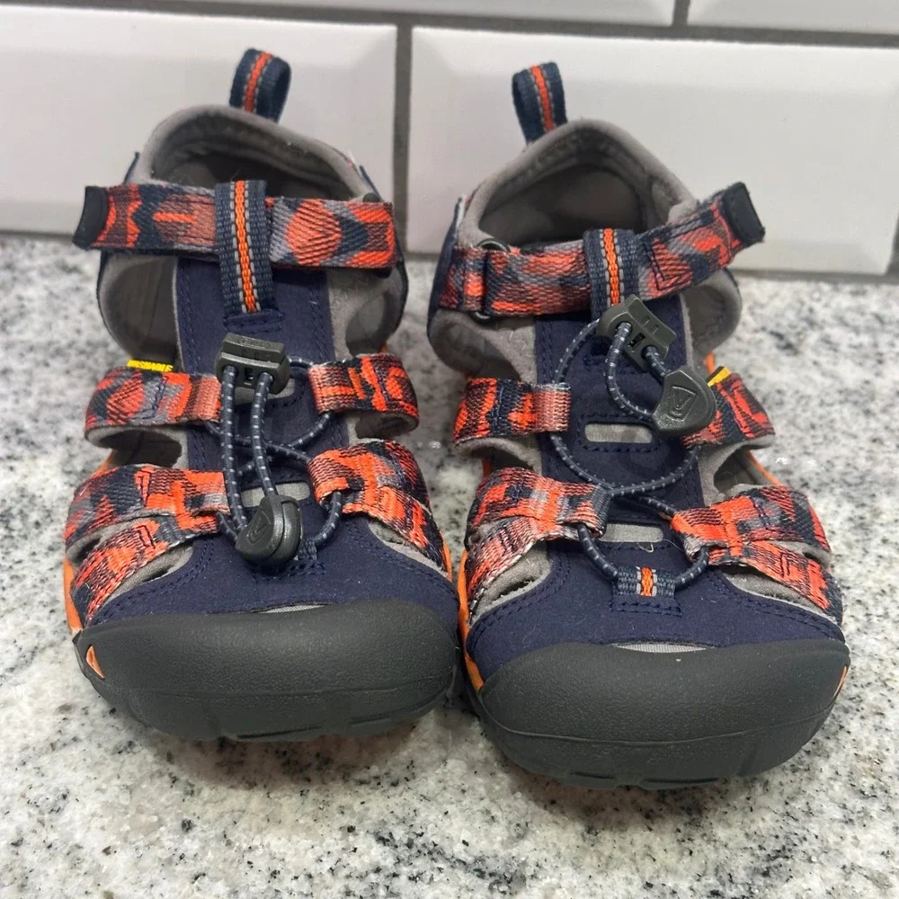 Keen Kids 1 Seacamp II CNX Sandals Navy Orange Camo Water Shoes Gorpcore Trail